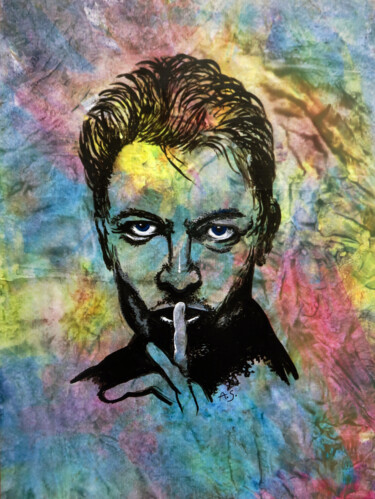 Peinture intitulée "Psst! Bowie" par Anja Semling, Œuvre d'art originale, Acrylique