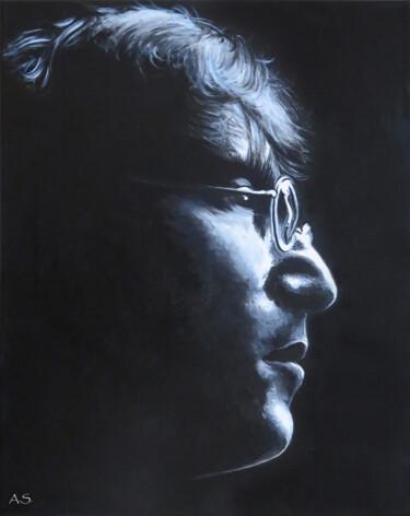Ζωγραφική με τίτλο "John Lennon" από Anja Semling, Αυθεντικά έργα τέχνης, Ακρυλικό Τοποθετήθηκε στο Ξύλινο φορείο σκελετό