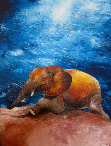 Peinture intitulée "Boromoko I Elephant" par Anja Semling, Œuvre d'art originale, Acrylique Monté sur Châssis en bois