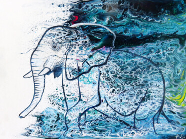 Painting titled "Wild Elephant I Ele…" by Anja Semling, Original Artwork, Acrylic