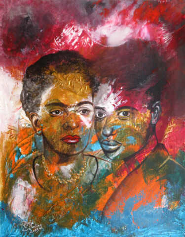 Картина под названием "Frida und die Andere" - Anja Semling, Подлинное произведение искусства, Акрил