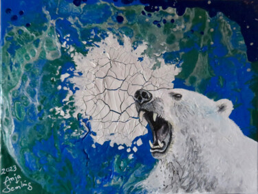 Peinture intitulée "Ruf der Eisbären" par Anja Semling, Œuvre d'art originale, Acrylique Monté sur Châssis en bois