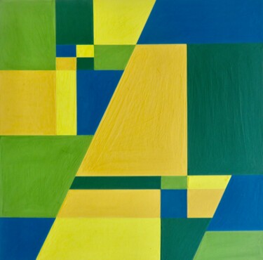 Schilderij getiteld "Blau + Gelb = Grün" door Anja Semling, Origineel Kunstwerk, Acryl