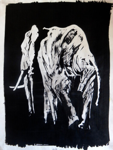 Drawing titled "White Elephant" by Anja Semling, Original Artwork, Ink