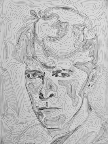 Σχέδιο με τίτλο "Immortal Bowie" από Anja Semling, Αυθεντικά έργα τέχνης, Μελάνι