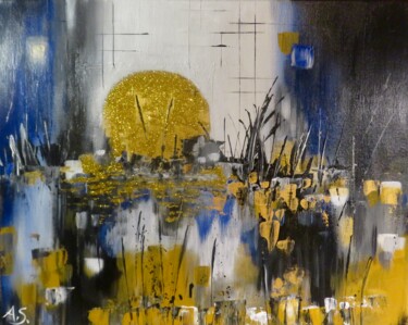Картина под названием "Sonnengold" - Anja Semling, Подлинное произведение искусства, Акрил Установлен на Деревянная рама для…