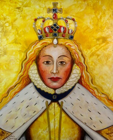 Картина под названием "Elizabeth I. – The…" - Anja Semling, Подлинное произведение искусства, Акрил Установлен на Деревянная…