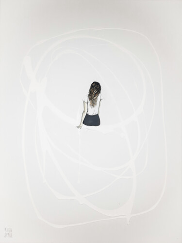 Pintura titulada "Serenity in White" por Anja Spagl, Obra de arte original, Acrílico Montado en Bastidor de camilla de madera