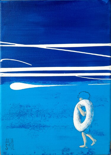 Peinture intitulée "La mer II" par Anja Spagl, Œuvre d'art originale, Acrylique