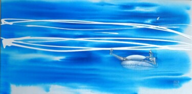 「The Spirit of Water」というタイトルの絵画 Anja Spaglによって, オリジナルのアートワーク, アクリル ウッドストレッチャーフレームにマウント