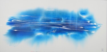 Malerei mit dem Titel "Symphonie de l'eau" von Anja Spagl, Original-Kunstwerk, Acryl Auf Keilrahmen aus Holz montiert