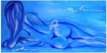 Malerei mit dem Titel "Frau in Blau" von Anja Haschberger, Original-Kunstwerk