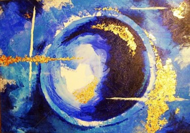 Malerei mit dem Titel "Blaue Welt" von Anja Haschberger, Original-Kunstwerk