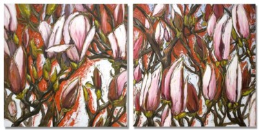 Malerei mit dem Titel "Magnolia" von Anja König, Original-Kunstwerk, Öl