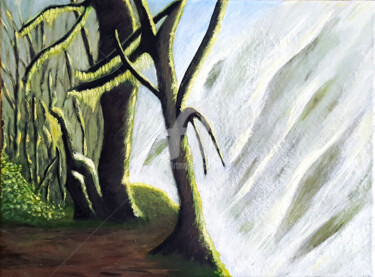 Malerei mit dem Titel "Nebelwald von La Go…" von Anja Schmidt, Original-Kunstwerk, Acryl