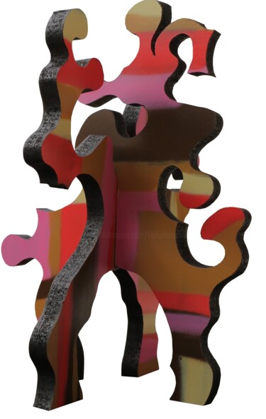 Skulptur mit dem Titel "U3" von Anka Girls, Original-Kunstwerk, Holz