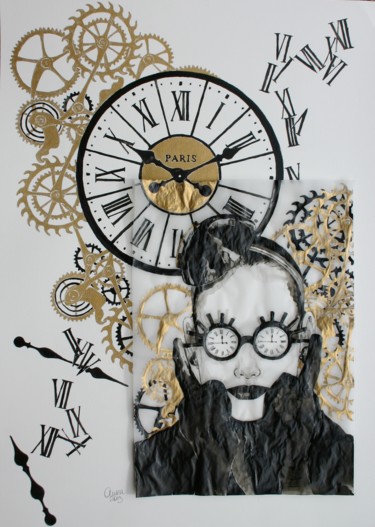 Painting titled "SHOPPING...TIME" by Anka Matei, Original Artwork, Ink Mounted on Cardboard