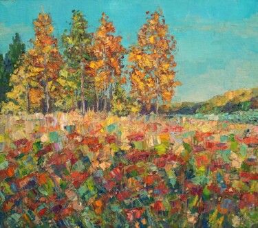 Картина под названием "Осенние травы" - Ankei, Подлинное произведение искусства, Масло