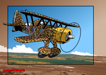 Arts numériques intitulée "Fiat CR.42 Falco" par Ankerstoonsquad, Œuvre d'art originale, Peinture numérique
