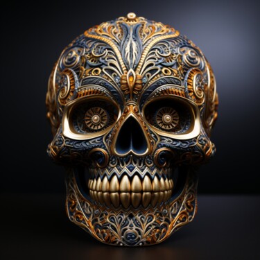 Digital Arts titled "SKULL #05" by Anki, Original Artwork, AI generated image Mounted on Other rigid panel