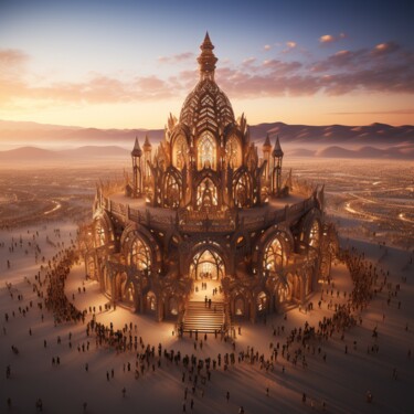 Digital Arts titled "BURNING MAN #07" by Anki, Original Artwork, AI generated image Mounted on Other rigid panel