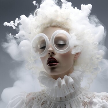 Arts numériques intitulée "WHITE SMOKE" par Anki, Œuvre d'art originale, Image générée par l'IA Monté sur Aluminium