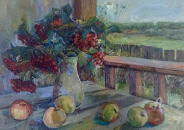 Painting titled ""Осенний букет"" by Larisa Maslova, Original Artwork, Oil Mounted on Wood Stretcher frame