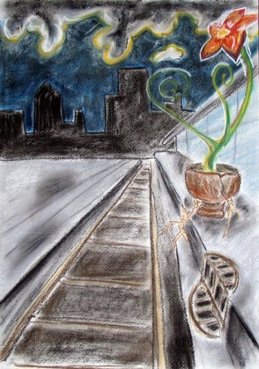 Drawing titled "La Gare" by Anlor, Original Artwork