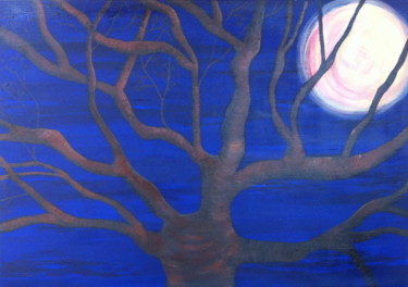 Schilderij getiteld "Moon tree / Arbre n…" door Ann Buyse, Origineel Kunstwerk