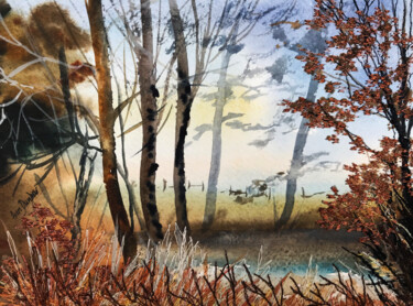 Pintura intitulada "November to December" por Ann Dunbar, Obras de arte originais, Aquarela Montado em Cartão