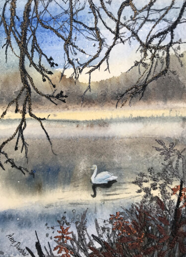 Peinture intitulée "Winter's transforma…" par Ann Dunbar, Œuvre d'art originale, Aquarelle Monté sur Carton