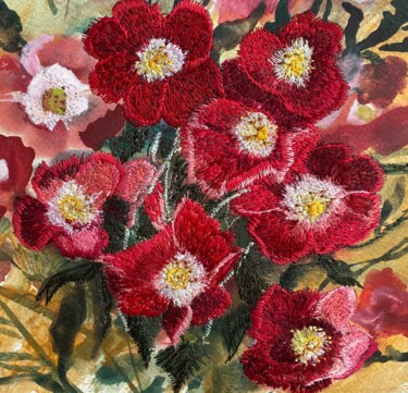 Painting titled "Roses are red and s…" by Ann Dunbar, Original Artwork, Watercolor Mounted on Cardboard