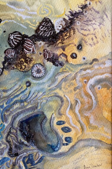 Painting titled "Sand trails" by Ann Dunbar, Original Artwork, Watercolor Mounted on Cardboard