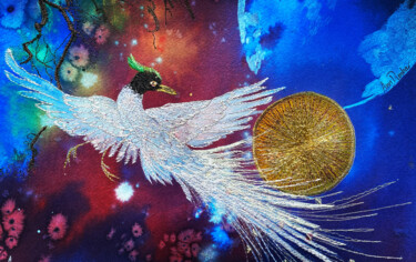绘画 标题为“Rise of the phoenix” 由Ann Dunbar, 原创艺术品, 水彩 安装在纸板上