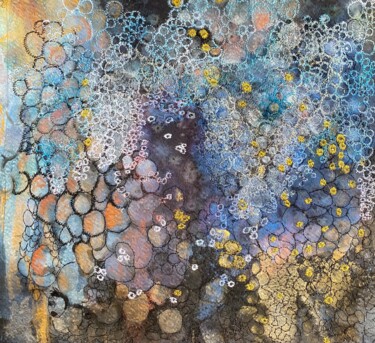 Картина под названием "Water symphony" - Ann Dunbar, Подлинное произведение искусства, вышивка Установлен на Деревянная рама…