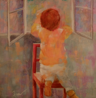 Peinture intitulée "Par la fenêtre" par Ann Masseaut-Franchet, Œuvre d'art originale, Acrylique