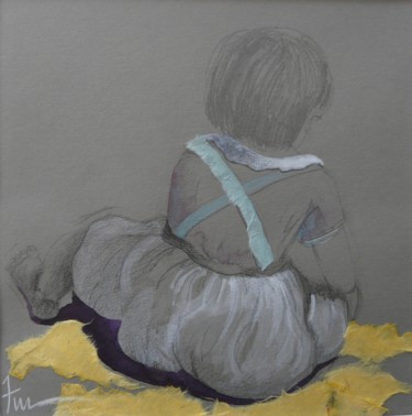 Dessin intitulée "Sur le sable" par Ann Masseaut-Franchet, Œuvre d'art originale, Crayon