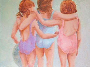 Malerei mit dem Titel "Petites cousines" von Ann Masseaut-Franchet, Original-Kunstwerk, Öl Auf Keilrahmen aus Holz montiert