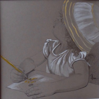 Dessin intitulée "Moi, toute seule" par Ann Masseaut-Franchet, Œuvre d'art originale, Crayon