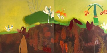 Peinture intitulée "Canari" par Ann Saint-Gelais, Œuvre d'art originale, Acrylique Monté sur Châssis en bois