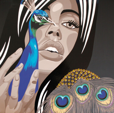 " Oiseau de nuit " Peinture intitulée "" Oiseau de nuit "" par Ann'Soco, Œuvre d'art originale, Acrylique
