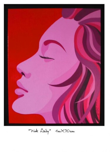 Peinture intitulée "Pink Ladie" par Ann'Soco, Œuvre d'art originale, Huile