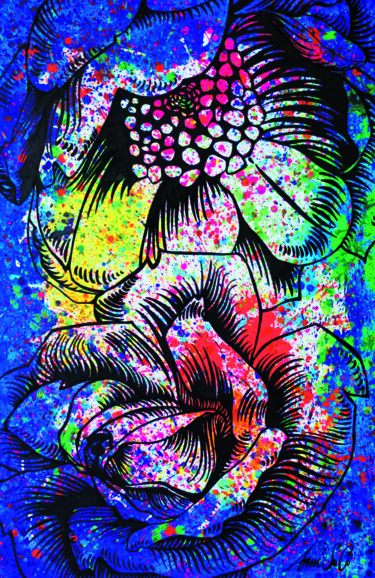 Digitale Kunst getiteld "" Lithographie majo…" door Ann'Soco, Origineel Kunstwerk, Papier