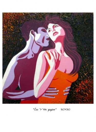 Peinture intitulée "Les P'tits Papiers" par Ann'Soco, Œuvre d'art originale, Huile