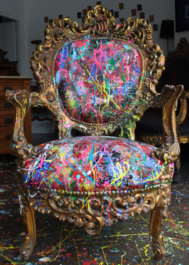 Fauteuil " Barocko pétillant 2" Peinture intitulée "Fauteuil " Barocko…" par Ann'Soco, Œuvre d'art originale, Acrylique
