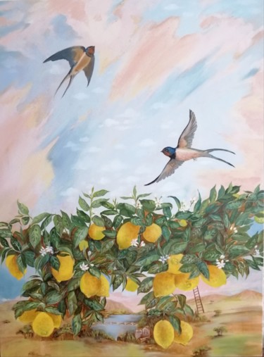 Peinture intitulée "Birds" par Anna Aleksanyan, Œuvre d'art originale, Huile