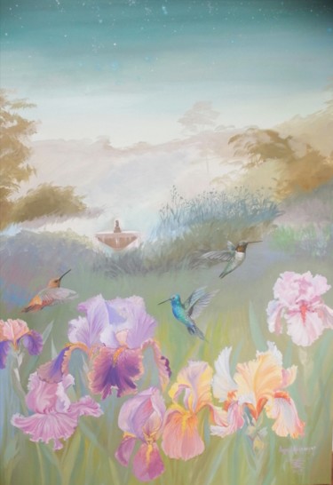 Peinture intitulée "beautiful garden" par Anna Aleksanyan, Œuvre d'art originale, Huile
