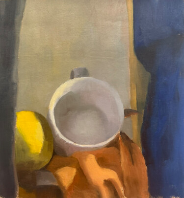 Painting titled "Still life" by Anna, Original Artwork, Oil Mounted on Cardboard