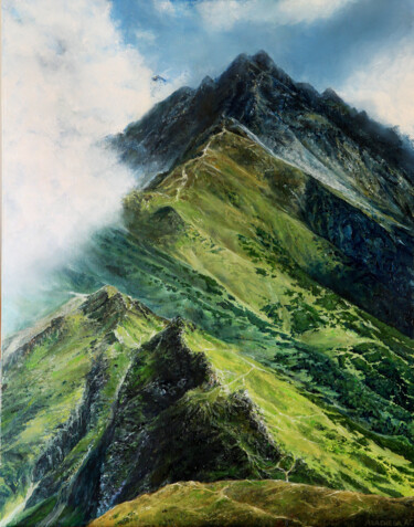 Peinture intitulée "Высоко в горах" par Anna Agasieva, Œuvre d'art originale, Huile Monté sur Châssis en bois