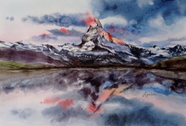 Peinture intitulée "Mount Matterhorn an…" par Anna Ageeva, Œuvre d'art originale, Aquarelle